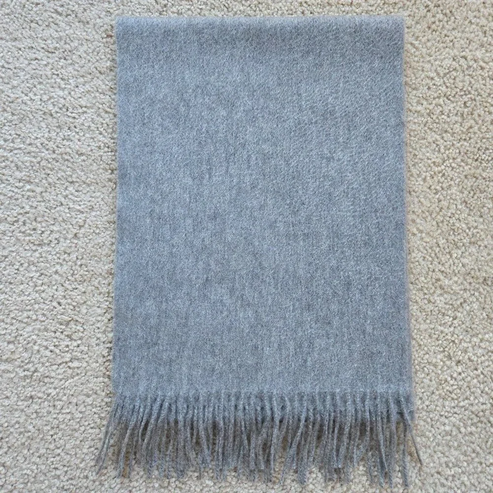 NWOT Grey Cashmere Fringed Scarf